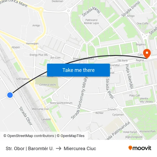 Str. Obor | Baromtér U. to Miercurea Ciuc map