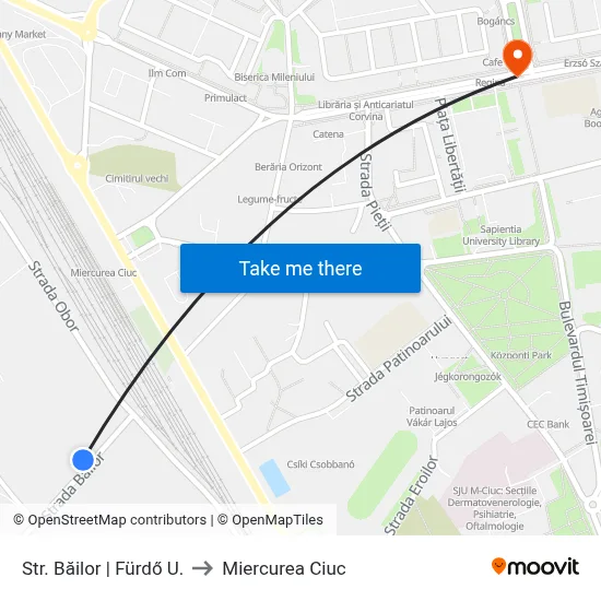 Str. Băilor | Fürdő U. to Miercurea Ciuc map