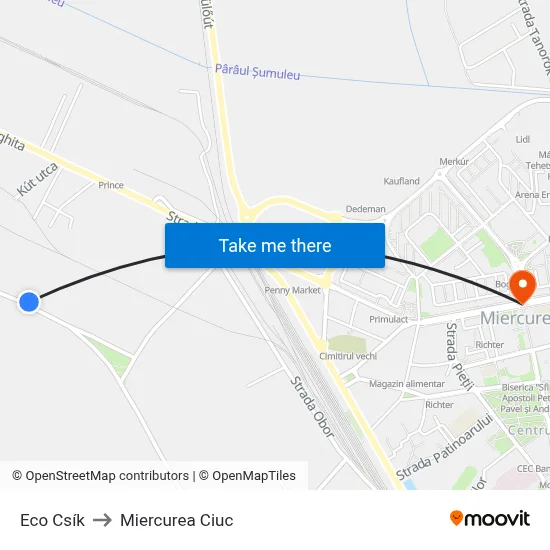 Eco Csík to Miercurea Ciuc map