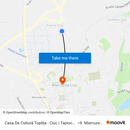 Casa De Cultură Toplița - Ciuc | Taplocai Kultúrotthon to Miercurea Ciuc map