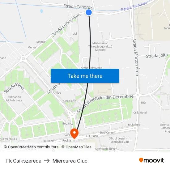 Fk Csíkszereda to Miercurea Ciuc map