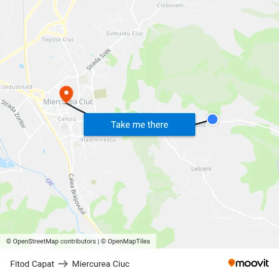 Fitod Capat to Miercurea Ciuc map
