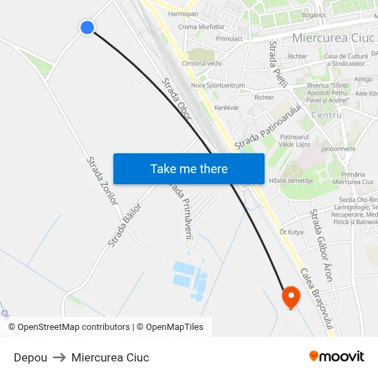 Depou to Miercurea Ciuc map