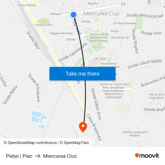 Pieței | Piac to Miercurea Ciuc map