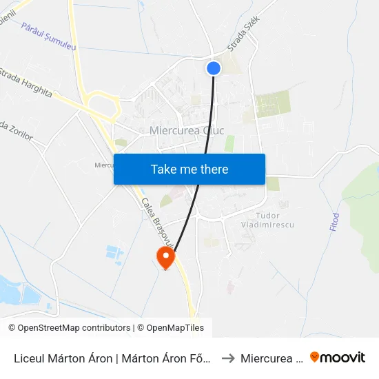 Liceul Márton Áron | Márton Áron Főgimnázium to Miercurea Ciuc map