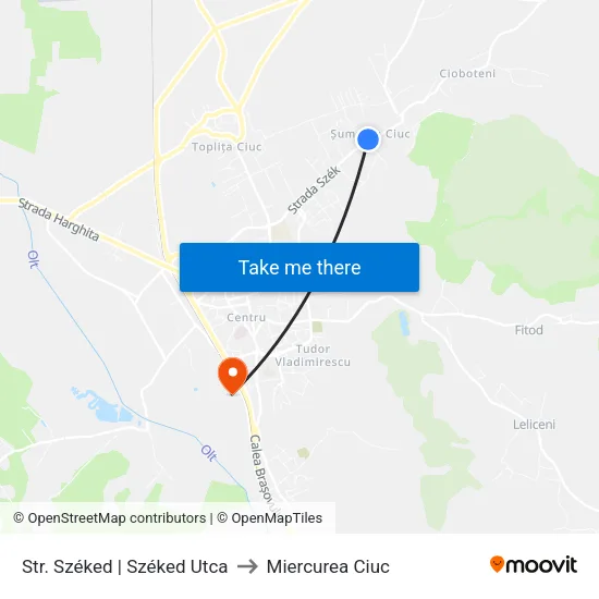 Str. Széked | Széked Utca to Miercurea Ciuc map