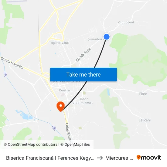 Biserica Franciscană | Ferences Kegytemplom to Miercurea Ciuc map