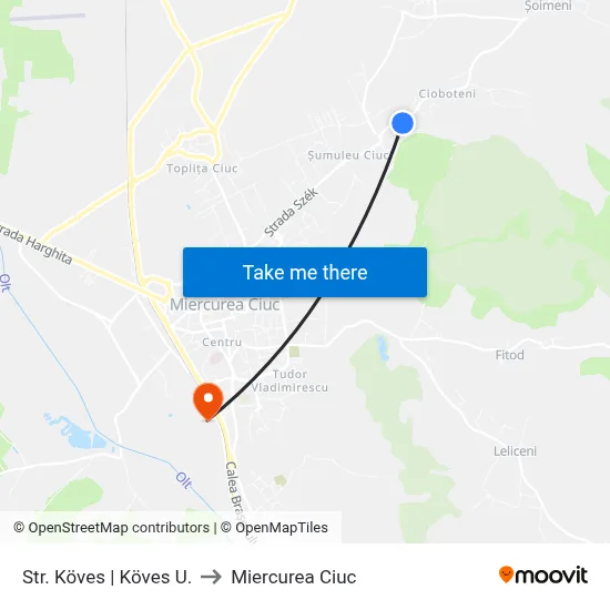 Str. Köves | Köves U. to Miercurea Ciuc map