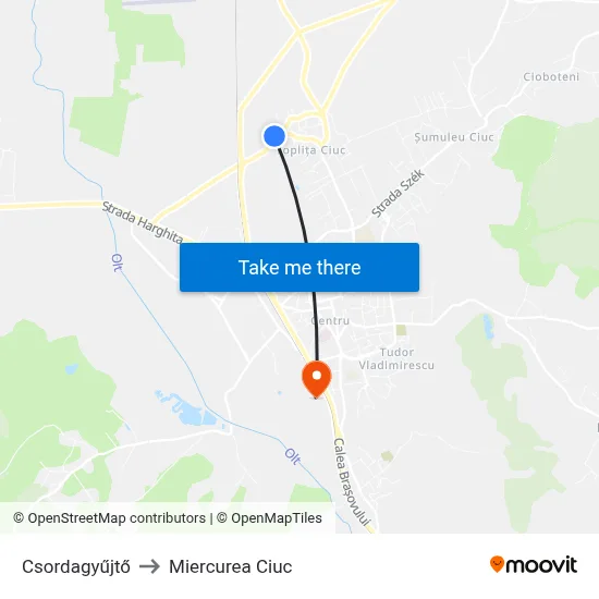 Csordagyűjtő to Miercurea Ciuc map