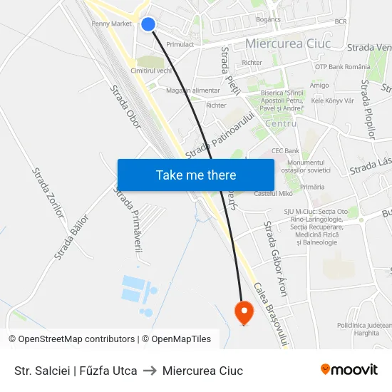 Str. Salciei | Fűzfa Utca to Miercurea Ciuc map