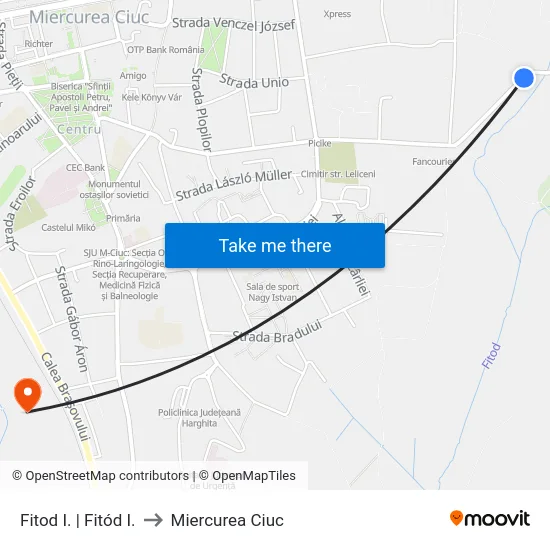 Fitod I. | Fitód I. to Miercurea Ciuc map