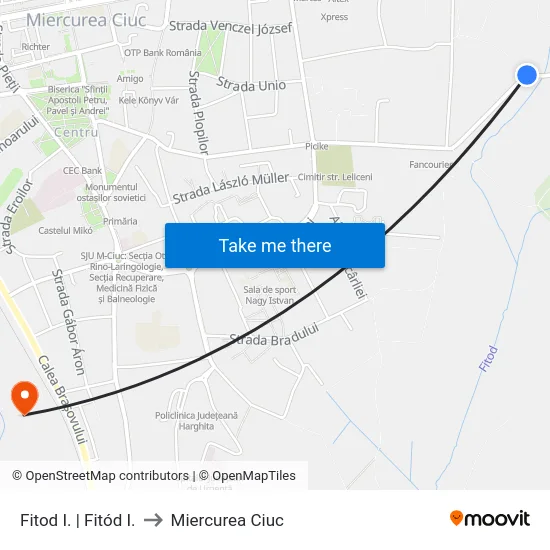 Fitod I. | Fitód I. to Miercurea Ciuc map