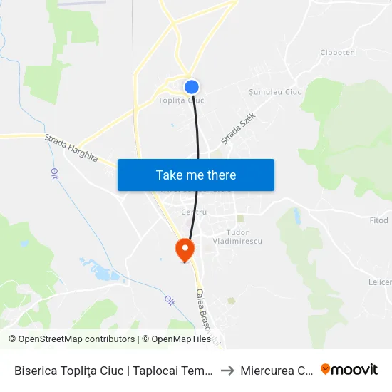 Biserica Topliţa Ciuc | Taplocai Templom to Miercurea Ciuc map