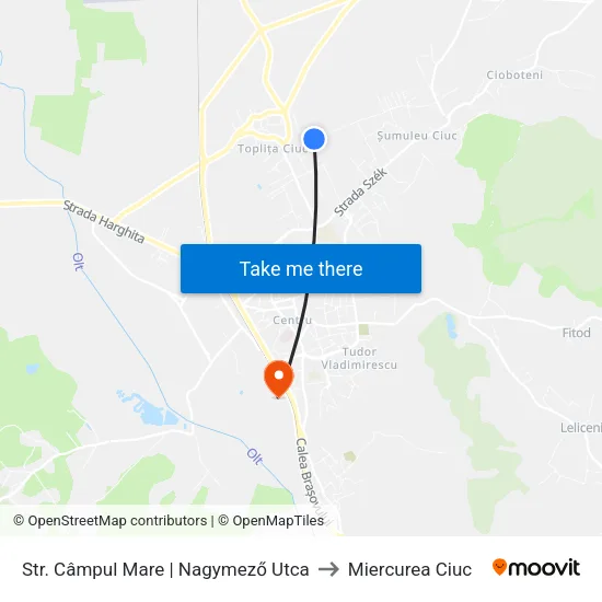 Str. Câmpul Mare | Nagymező Utca to Miercurea Ciuc map