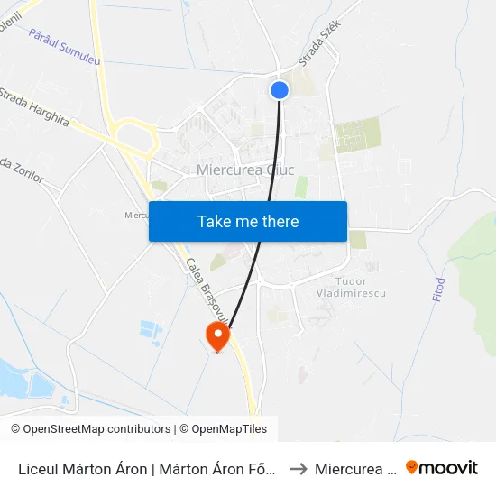 Liceul Márton Áron | Márton Áron Főgimnázium to Miercurea Ciuc map