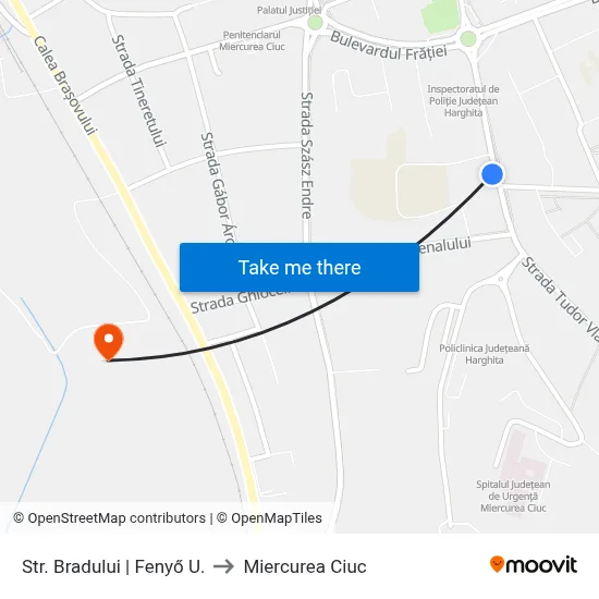 Str. Bradului | Fenyő U. to Miercurea Ciuc map