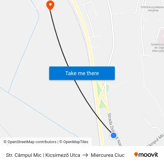 Str. Câmpul Mic | Kicsimező U. to Miercurea Ciuc map