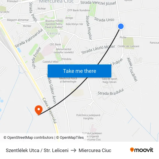 Szentlélek Utca / Str. Leliceni to Miercurea Ciuc map