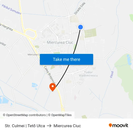 Str. Culmei | Tető Utca to Miercurea Ciuc map