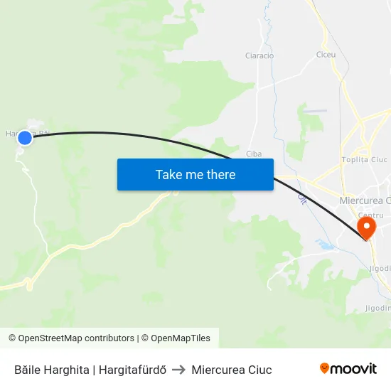 Băile Harghita | Hargitafürdő to Miercurea Ciuc map