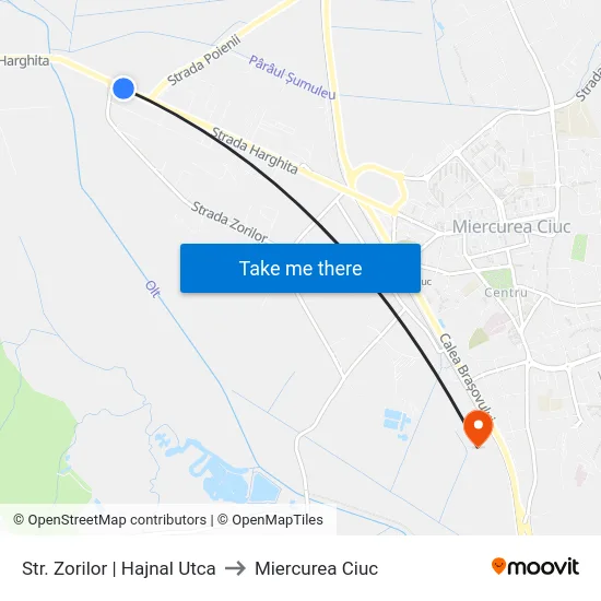 Str. Zorilor | Hajnal U. to Miercurea Ciuc map