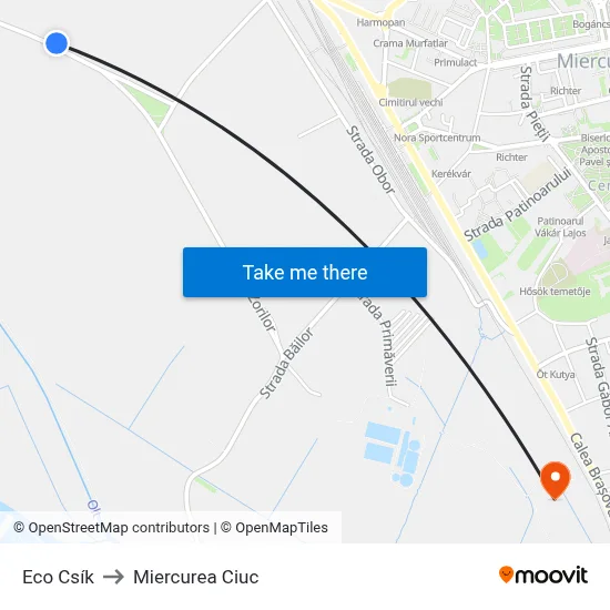 Eco Csík to Miercurea Ciuc map