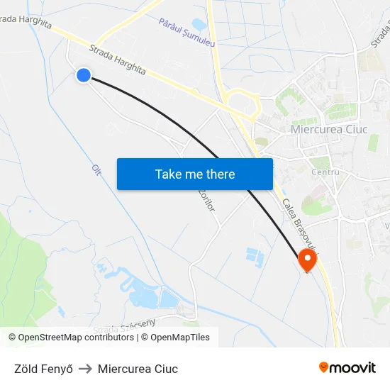 Zöld Fenyő to Miercurea Ciuc map