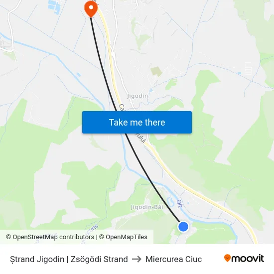 Ștrand Jigodin | Zsögödi Strand to Miercurea Ciuc map