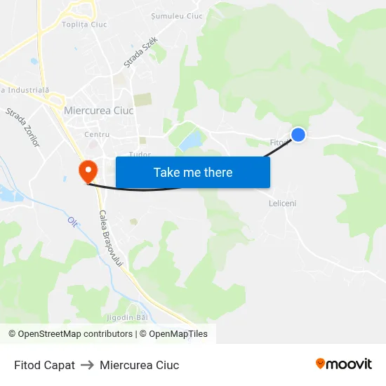 Fitod Capat to Miercurea Ciuc map