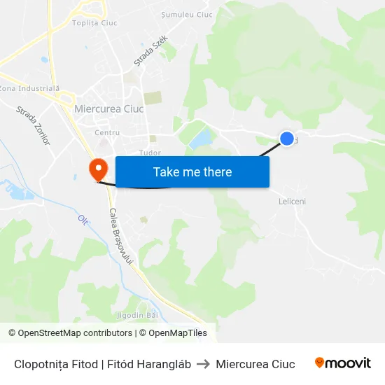 Clopotnița Fitod | Fitód Harangláb to Miercurea Ciuc map