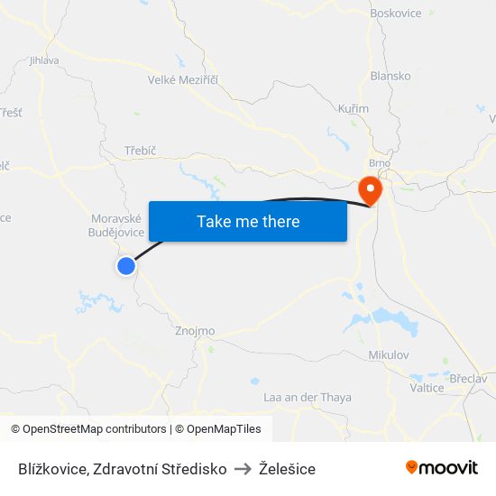 Blížkovice, Zdravotní Středisko to Želešice map