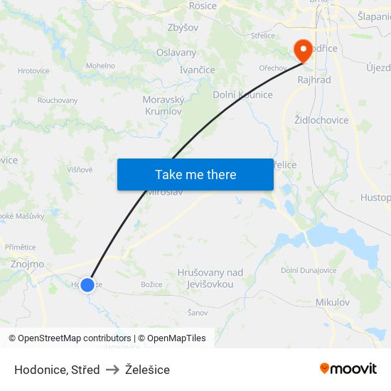 Hodonice, Střed to Želešice map