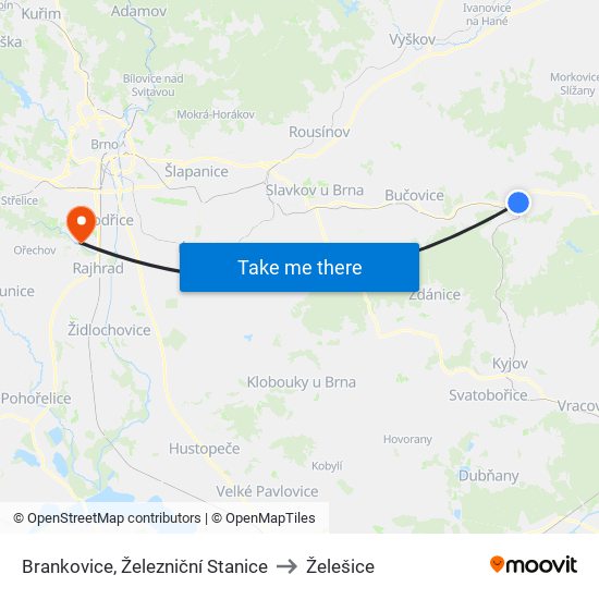 Brankovice, Železniční Stanice to Želešice map