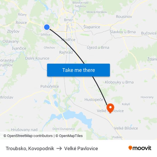 Troubsko, Kovopodnik to Velké Pavlovice map