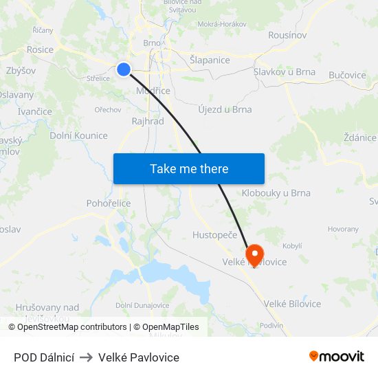 POD Dálnicí to Velké Pavlovice map