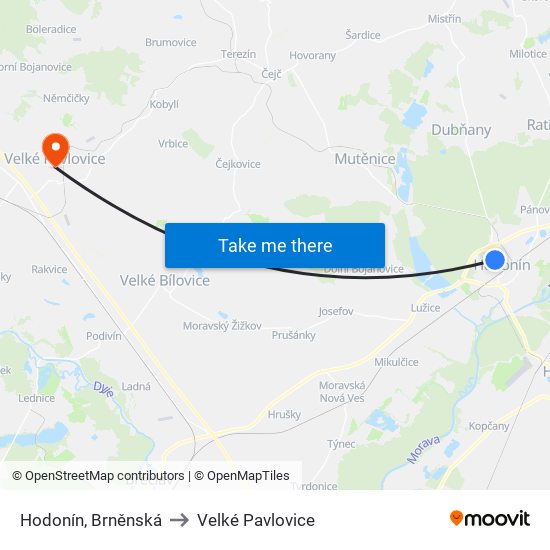 Hodonín, Brněnská to Velké Pavlovice map
