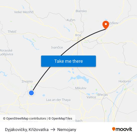 Dyjákovičky, Křižovatka to Nemojany map