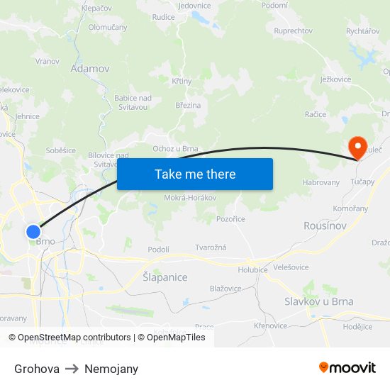 Grohova to Nemojany map