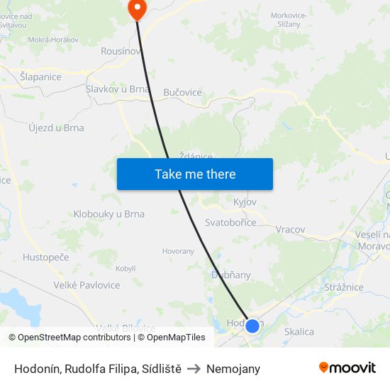 Hodonín, Rudolfa Filipa, Sídliště to Nemojany map