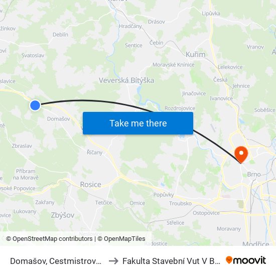 Domašov, Cestmistrovství to Fakulta Stavební Vut V Brně map