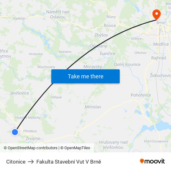 Citonice to Fakulta Stavební Vut V Brně map