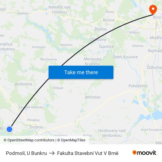 Podmolí, U Bunkru to Fakulta Stavební Vut V Brně map