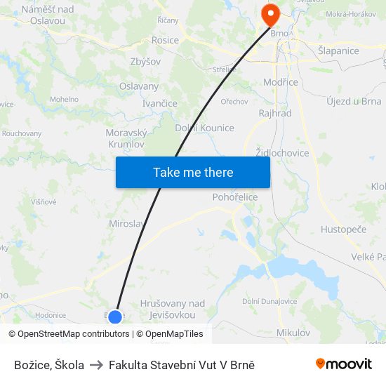 Božice, Škola to Fakulta Stavební Vut V Brně map