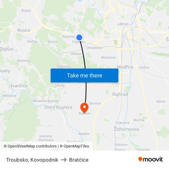 Troubsko, Kovopodnik to Bratčice map