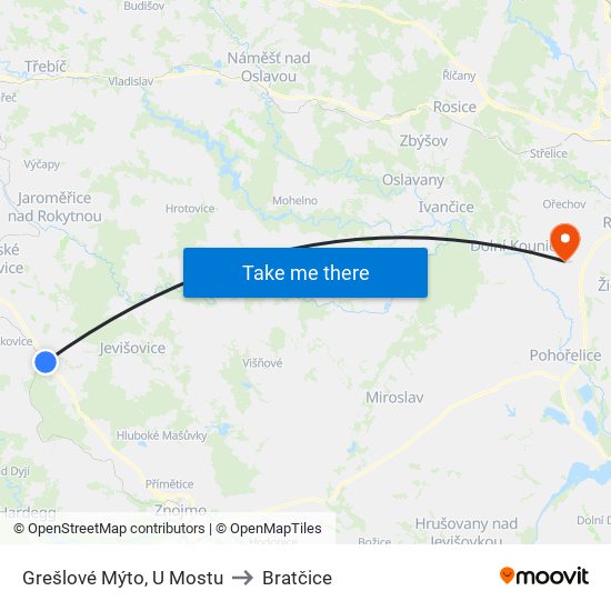 Grešlové Mýto, U Mostu to Bratčice map