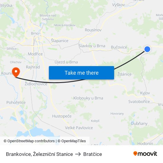 Brankovice, Železniční Stanice to Bratčice map