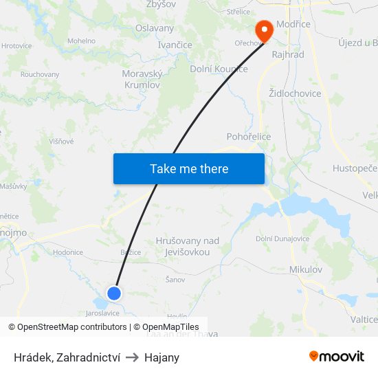 Hrádek, Zahradnictví to Hajany map