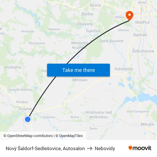 Nový Šaldorf-Sedlešovice, Autosalon to Nebovidy map