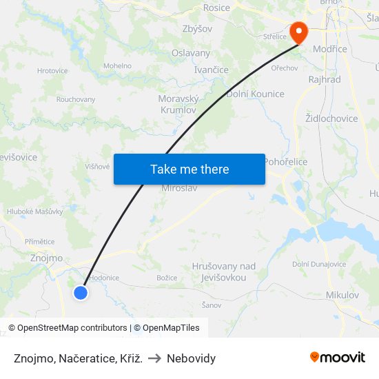 Znojmo, Načeratice, Křiž. to Nebovidy map