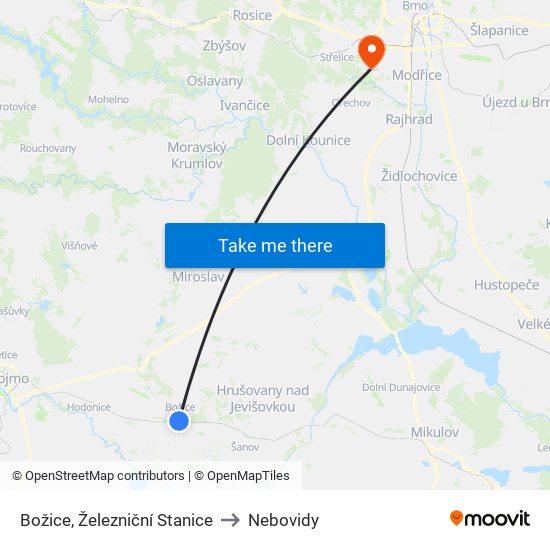 Božice, Železniční Stanice to Nebovidy map